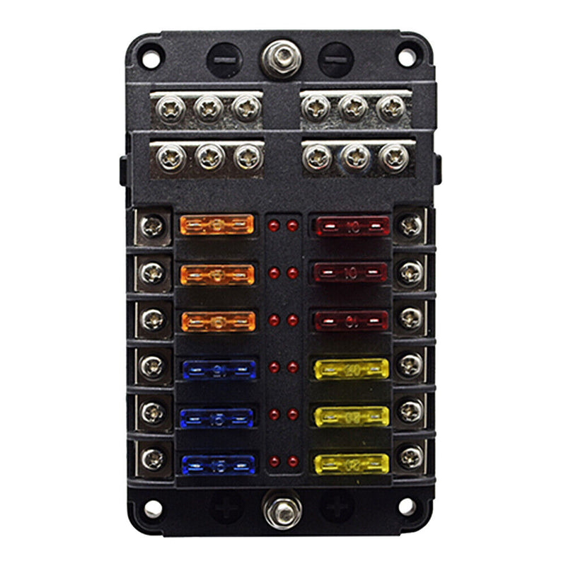 YJ-FB015 12 Ways 32V Automotive Blade Fuse Box Kit Terminal Block Holder