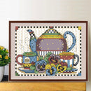 Tea Set Partial Cross Stitch 14CT Cotton Thread Printed Embroidery Kits
