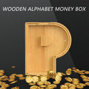 Creative Saving Box 26 English Alphabet Wooden Money Storage Box Jar (P) Newly
