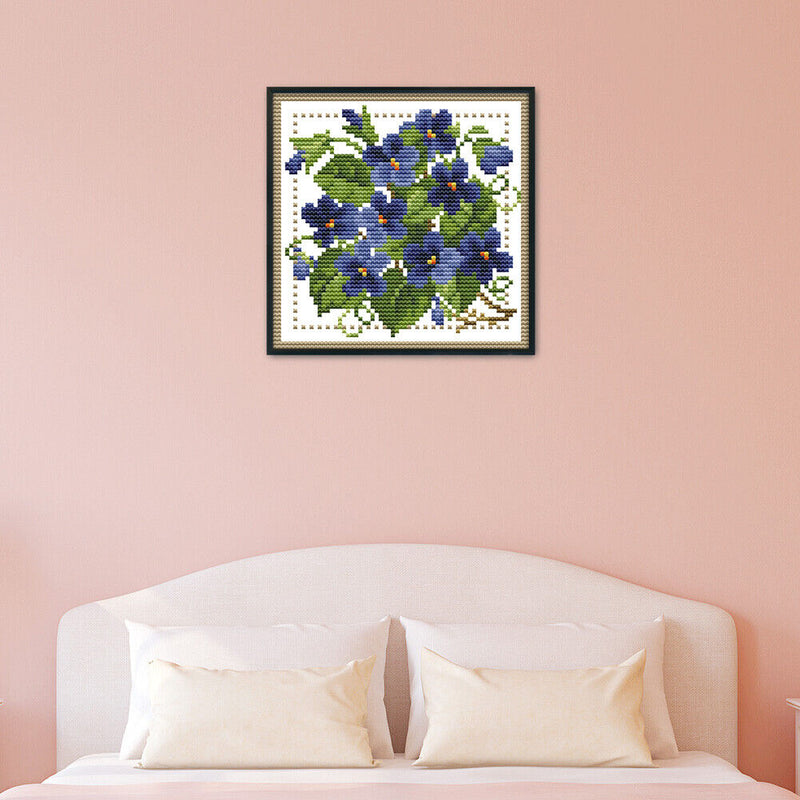 12 Months Flower Cross Stitch DIY Needlework 14CT Stamped (February H424)