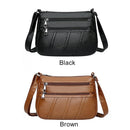 3pcs Women PU Shoulder Bag Multi-pocket  Solid Crossbody Handbag(Black)