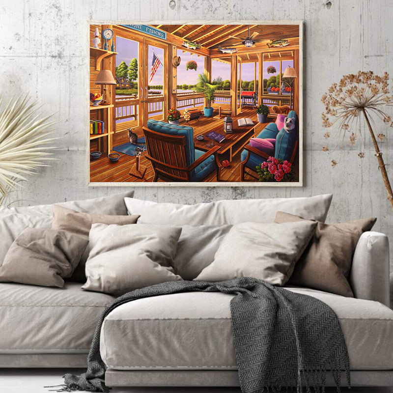 Paint By Numbers for Adults Beginner House Living Room DIY Acrylic Painting Kit