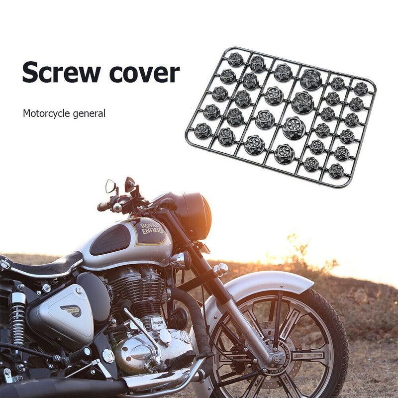 30pcs/Set Motorcycle Screw Cap Cover Engine Nut Bolt Caps Decor (Black)