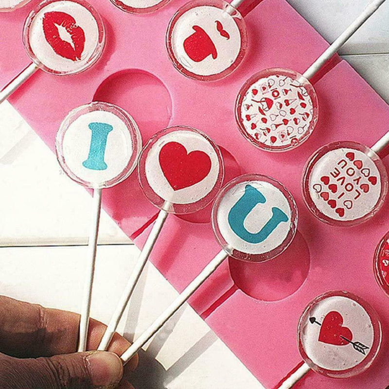 12 Round shape Baking Silicone Lollipop Mold Tray Candy Chocolate Sweet W3Y1