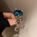 Fashion Kitten Cat Crystal Brooch Pin Women Costume Wedding Party Jewelry Gift~