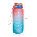 1000ml Sports Water Bottle Time Marker Outdoor Portable Cups (Red Lid) Newly