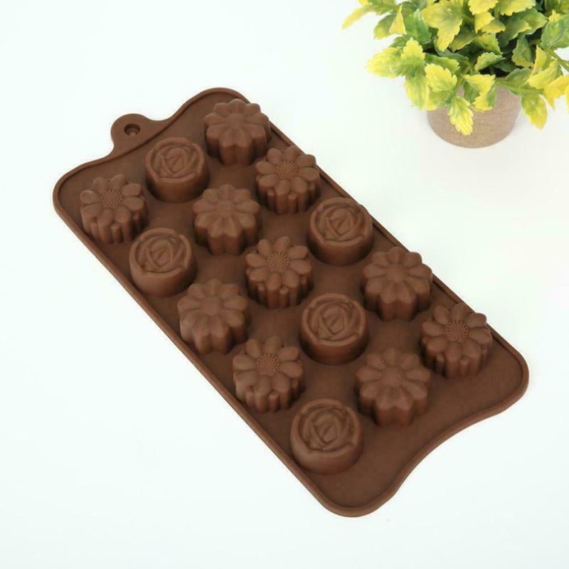 15-Cavity Silicone Flower Rose Chocolate Cake Soap Baking Tray Ice SALE H3E8