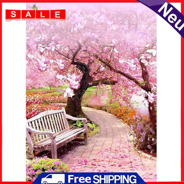 Full Square 5D DIY Diamond Painting Embroidery Cross Stitch Cherry Blossom Chair