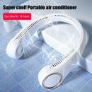 Summer Mute Leafless Air Cooling Hanging Neck Fan for Sports Travel (White)