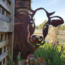 Garden Ornament Rusty Animal Scout Stakes Metal Silhouette Statue (Cow) Newly