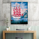 DIY Digital Oil Painting By Numbers Flower Boat Art Picture Kits Wall Decoration
