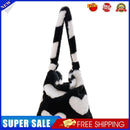 Fashion Women Love Print Plush Messenger Bag Autumn Winter Handbags (Black)