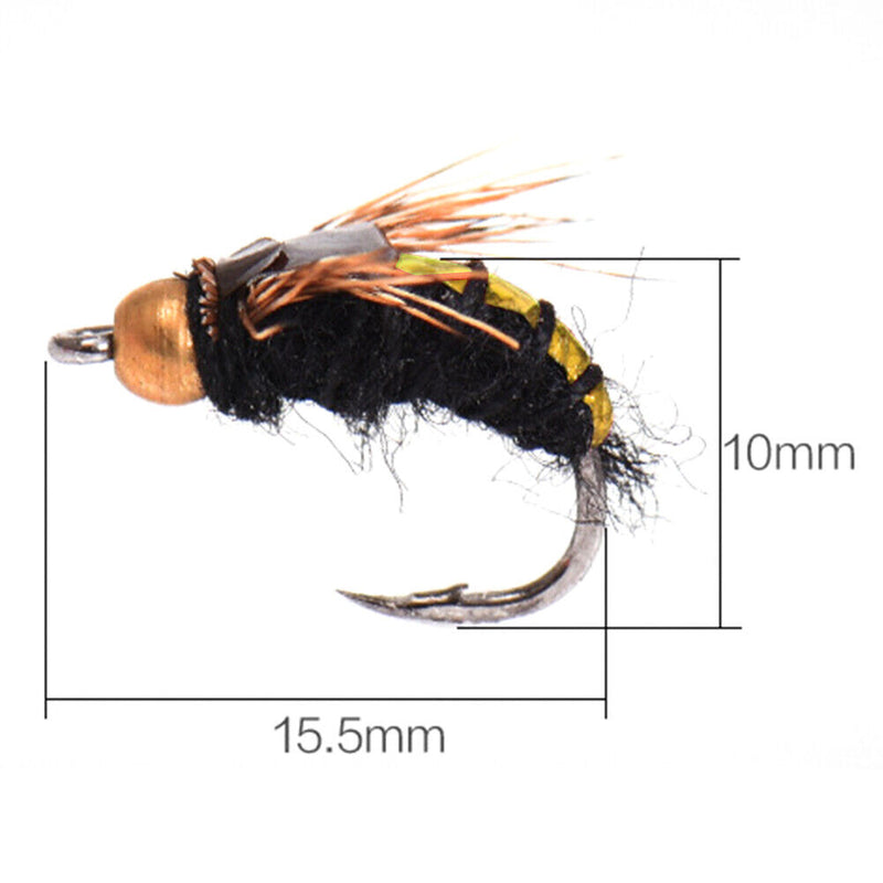 #A 40pcs Simulation Fly Fishing Lures Artificial Bead Head Insects Bait Tackle