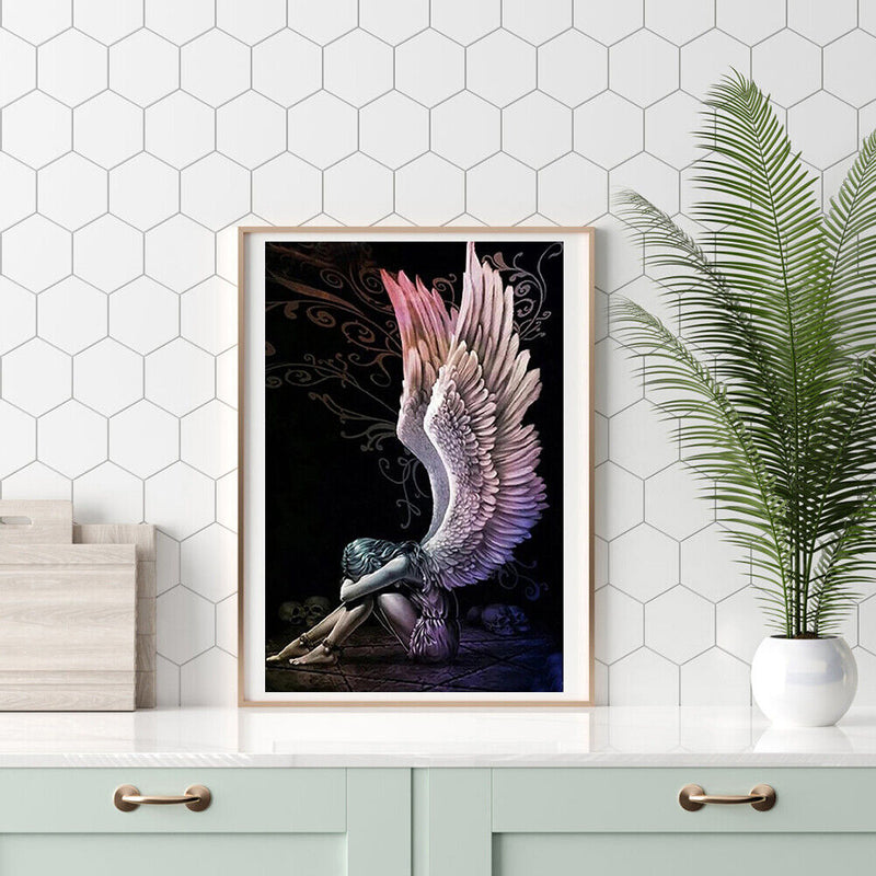 5D Kit Rhinestone Picture DIY Angel with Wings Full Round Drill Diamond Painting
