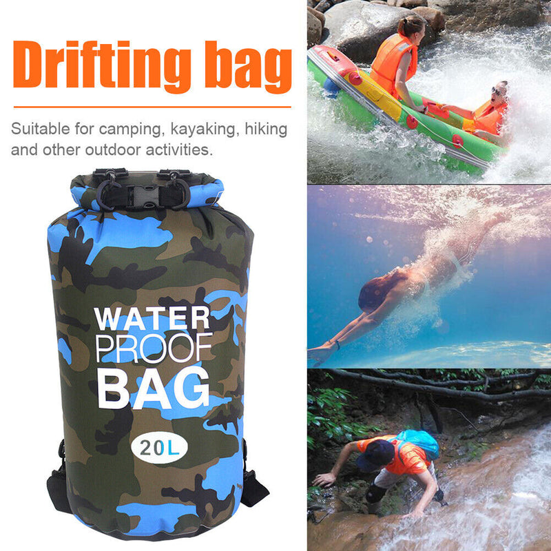 Outdoor Dry Bag Swimming Waterproof Sack for Boating Raft (20L Light Blue) Newly