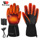 WEST BIKING Winter Electric Heated Thermal Gloves USB Rechargeable Cycling Glove