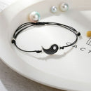 Adjustable Woven Rope Tai Chi Yin Yang Charm Alloy Pendant Couple Bracelet