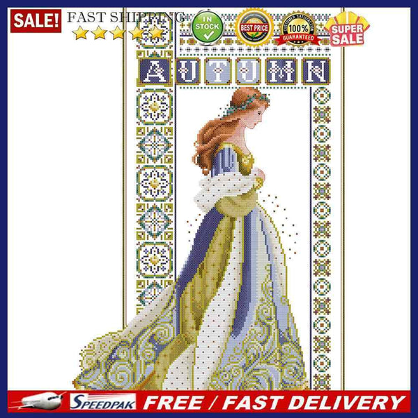 2 Strands Angel Girl Partial Embroidery Stamped Cross Stitch Handmade Home