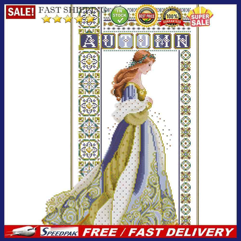 2 Strands Angel Girl Partial Embroidery Stamped Cross Stitch Handmade Home