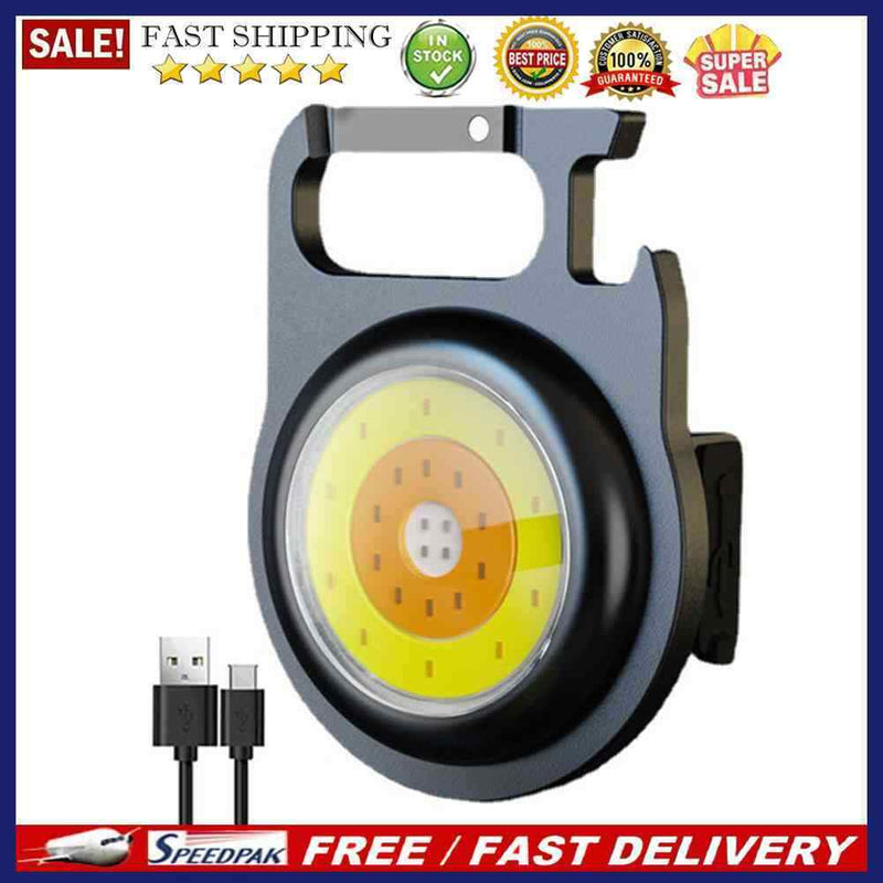 Multi-functional LED COB Flashlight Keychain for Camping Work Light Corkscrews