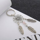 Wind Chimes Pink Green Feather Dream Catcher Keychain Buckle Pendant Keyring