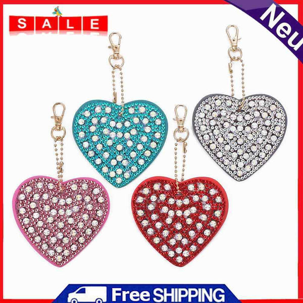 4pcs DIY Full Drill Special Shaped Diamond Painting Heart Shape Jewelry Keychain