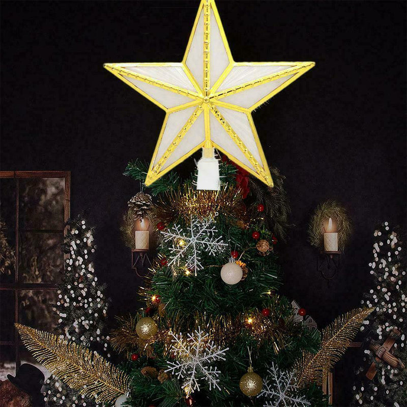 LED Snowflake Five-pointed Star Lamp Xmas Light Christmas Tree Party Topper U7D1