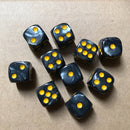 10pcs 16mm Board Game Dices Round Corner 6 Sided Bar Pub Games Dice (Black)