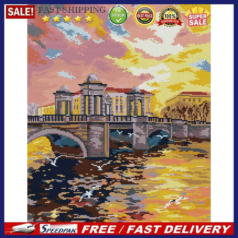 Full Cross Stitch 14CT Cotton Thread DIY Morning Glow Handmade Stamped Crafts