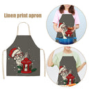 Kitchen Linen Apron Dog Carry Christmas Lantern Painted Cooking Pinafore