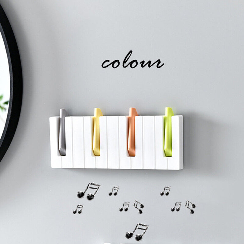 Wall Mounted Towel Hook Hanger Piano Keys Clothes Storage Organizer Rack Shel