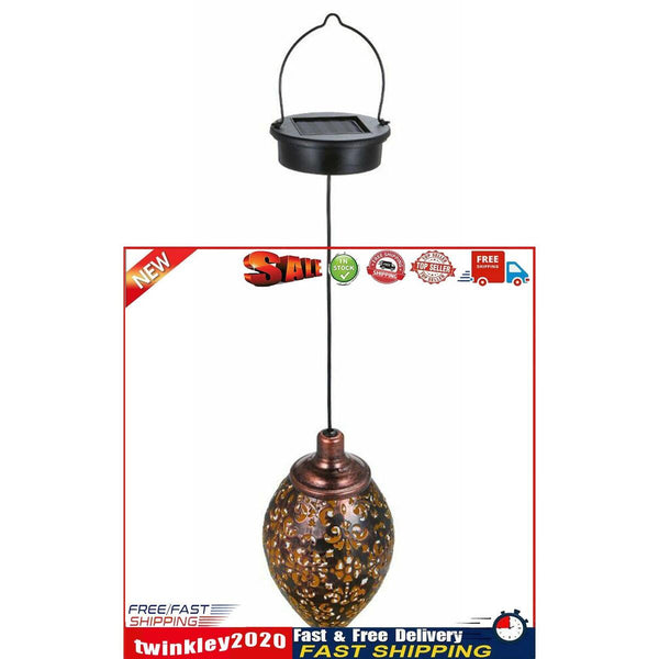 Solar Hanging Lights, Olive Shaped, Waterproof, Garden Metal Art LED Lamp Newly