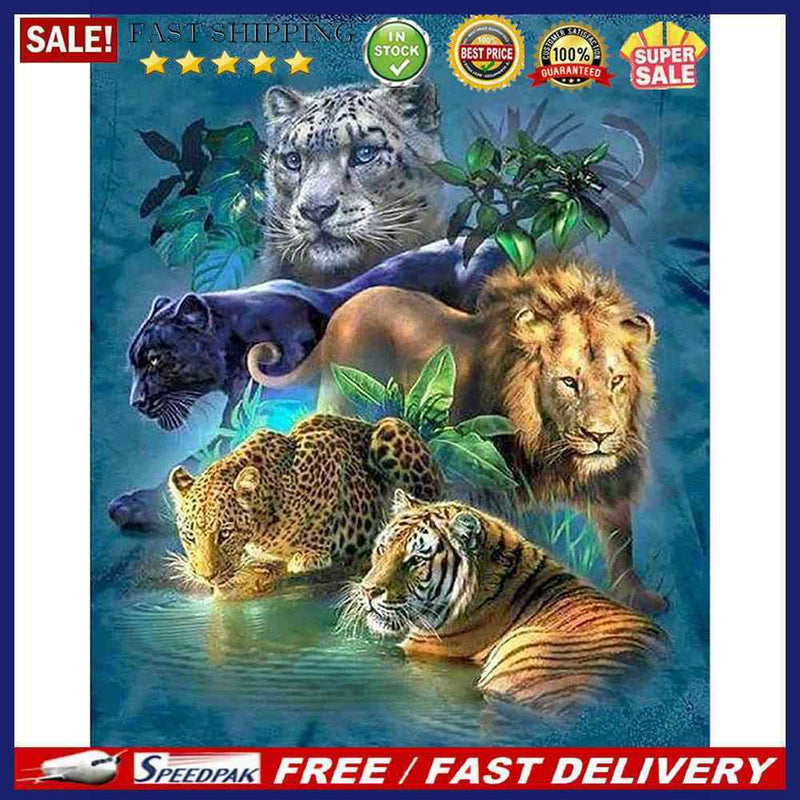DIY Mosaic Full Round Diamond Painting Kit Animal World Rhinestone Picture Gi