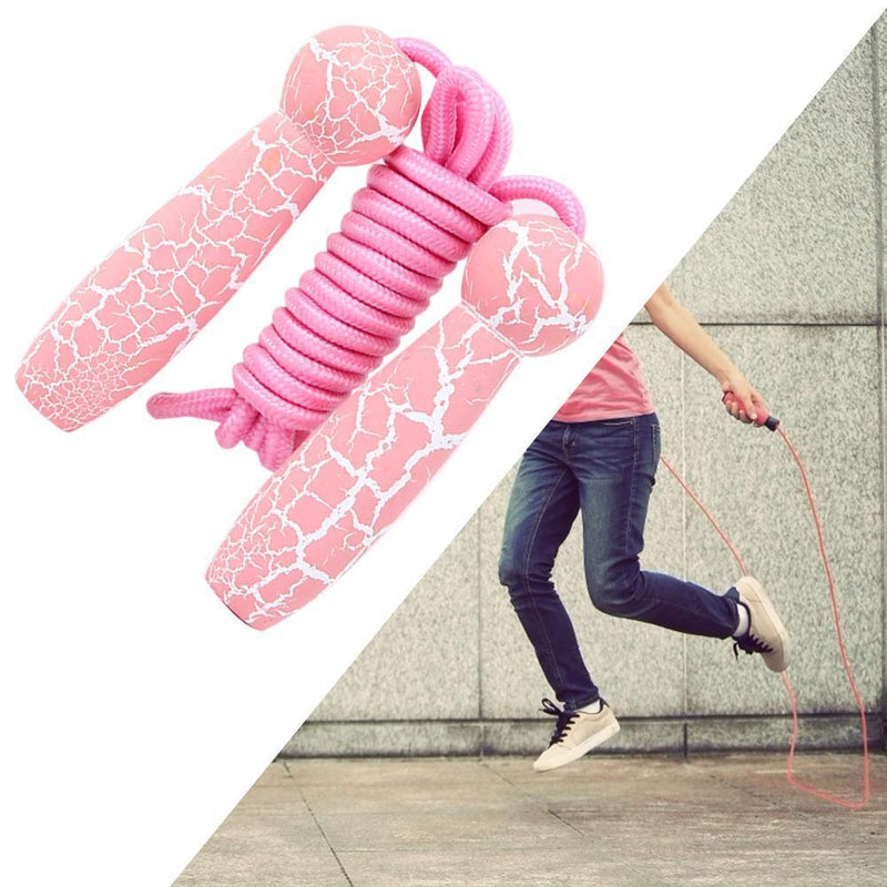 Children Jump Ropes Wooden Crack Handle Cotton Rope Skipping Ropes (Pink)
