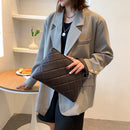 Party Evening Lattice Envelope Bag Women Pure Color Leather Large Capacity Pouch