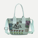 Women Canvas Bucket Shoulder Bag Graffiti Cute Cartoon Crossbody Handbag Pouch