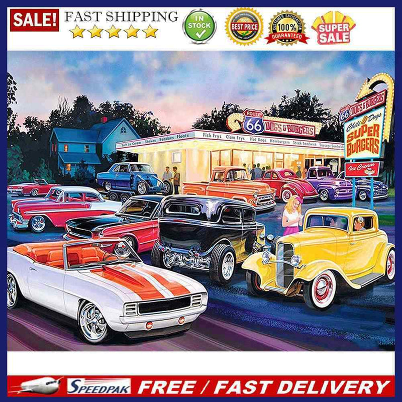 Digital Paint Car Painted By Numbers On Canvas Wall