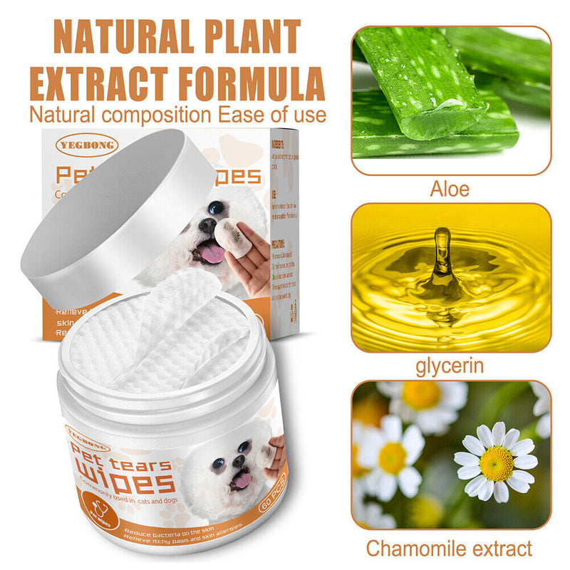 60pcs/set Eye Tear Cleaning Grooming Tools Non-woven Wipes Towel Pet Accessories