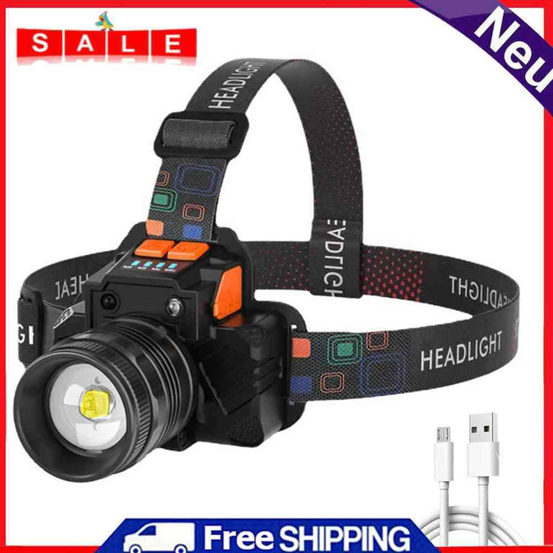 LED Headlamp Power Bank Smart Wave Induction 300lm 3 Mode Outdoor Safety Torch