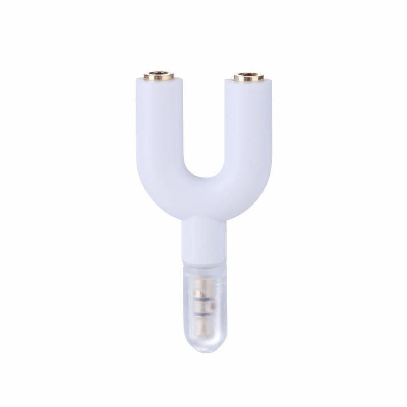 3.5mm Extension Earphone Audio Splitter 1 Male to 2 Female Adapter (White)