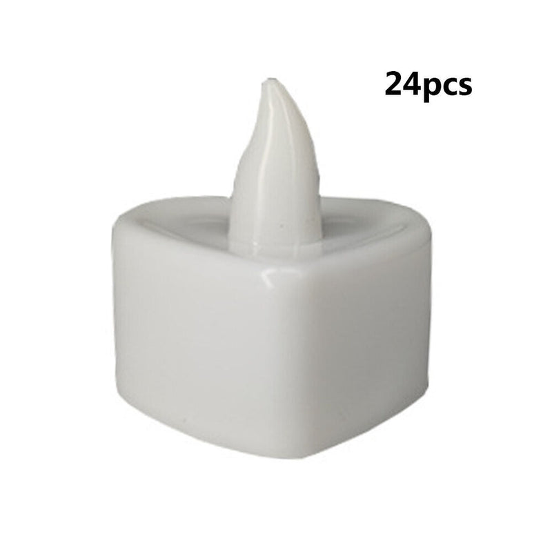 24pcs LED Tea Lights Candles Simulation Flame Colorful Flickering Pillar Candles