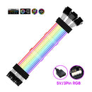 PSU Extension Cable Addressable RGB ARGB PCIe GPU Triple 8-Pin 6+2Pin Cord