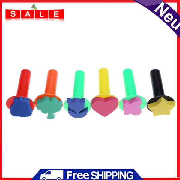 JUNERAIN 6pcs/Set Plastic Sponge Paint Graffiti Brushes DIY Drawing Toys Di