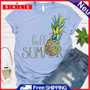 Art Letter Summer Pineapple T-Shirt (Light Blue XL)