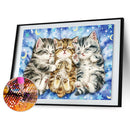 DIY Diamond Painting Full Round Rhinestone Three Kittens