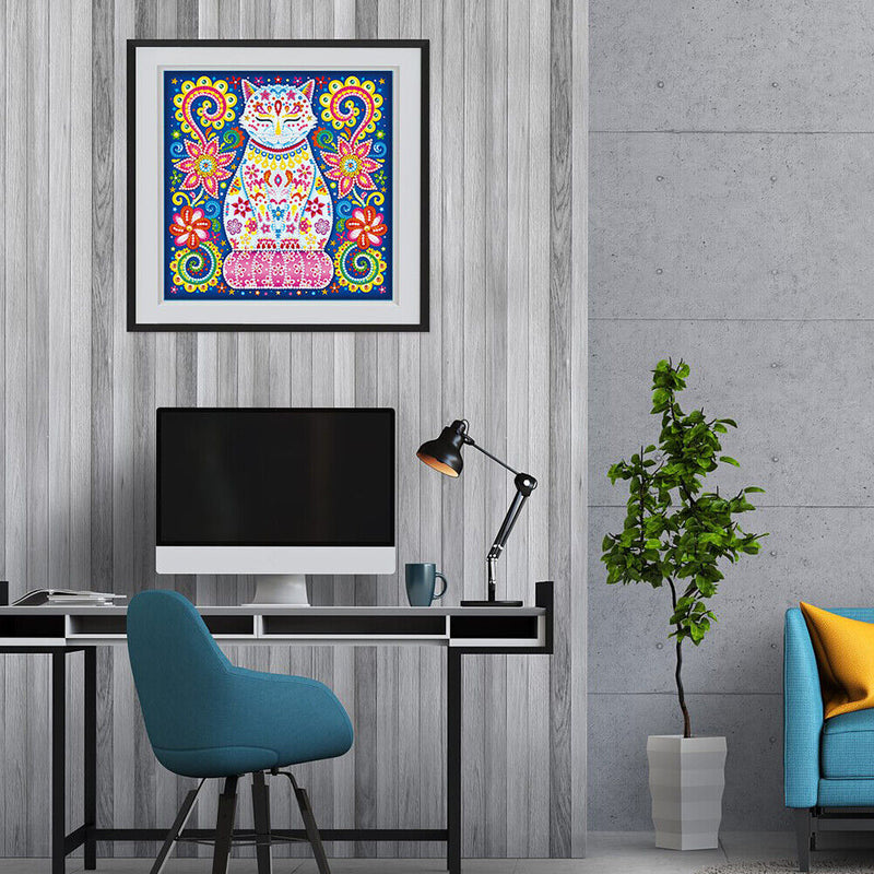 Rhinestone 5D DIY Special Shaped Diamond Painting Luminous Cat Mosaic Kit