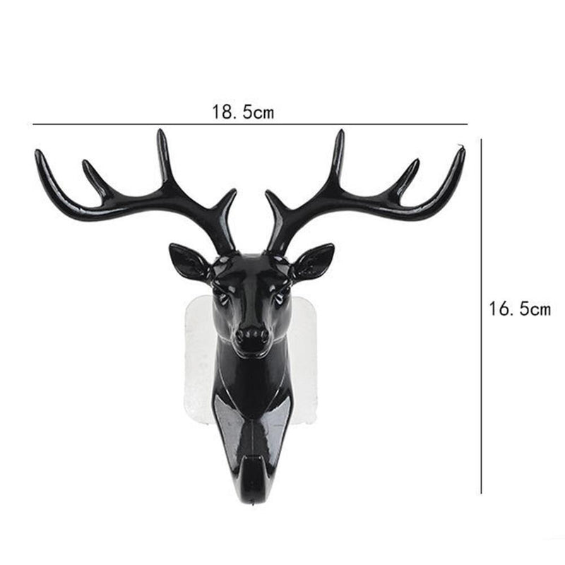 5pcs Self-Adhesive Wall-Mounted Hook Antler Horns Hanger Wall Rack(Black)