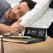 Wooden Digital Alarm Clock White LED Light Bedside USB Battery Voice Control US