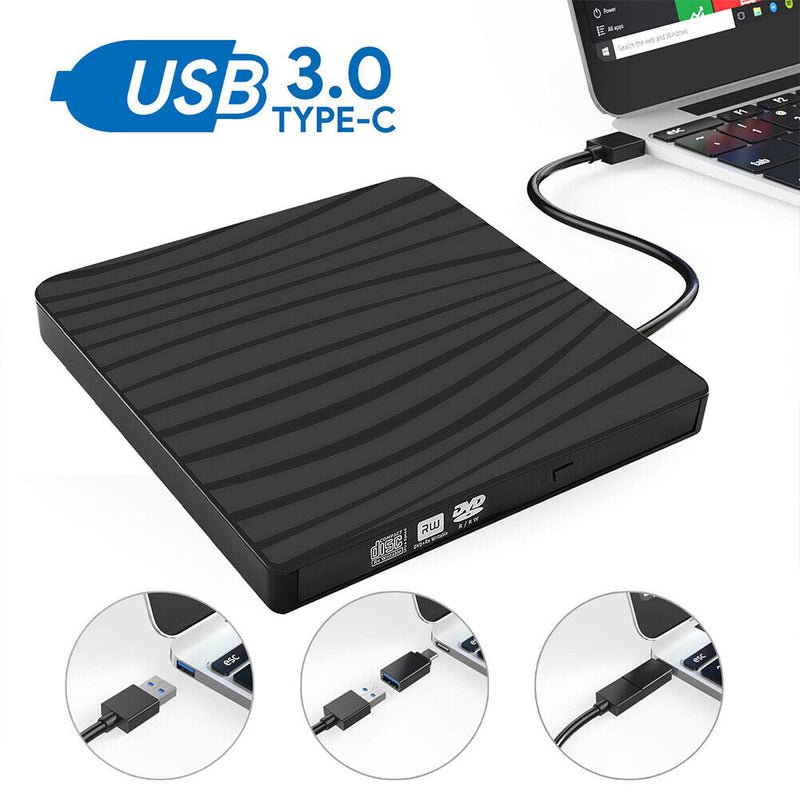 USB 3.0 External DVD RW CD Writer Drive Burner Drive-free Disk Reader Player
