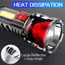 Portable USB Rechargeable COB Super Bright Light Electric Torch Hand Flashlight